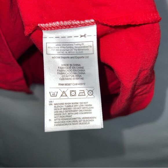 Adidas Three Blue Stripe Great Britain Red Short Sleeve Tee 0626 - Picture 6 of 10